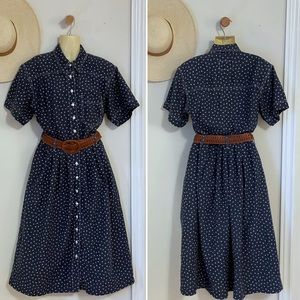 Vintage Liz Claiborne Button Down Short Sleeve Dress with Belt Loops